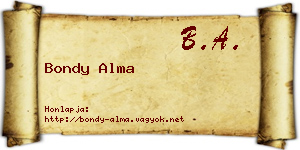Bondy Alma névjegykártya